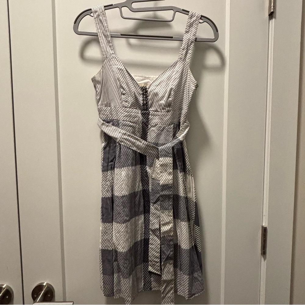 Burberry Plaid Checks Cotton Belted Dress  34 XS